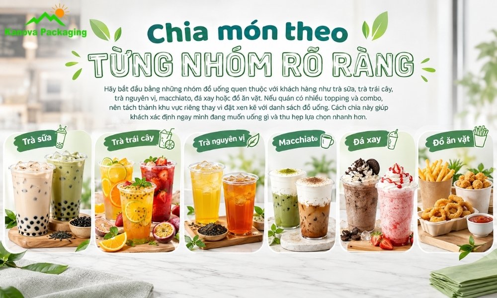 Chia món theo từng nhóm rõ ràng