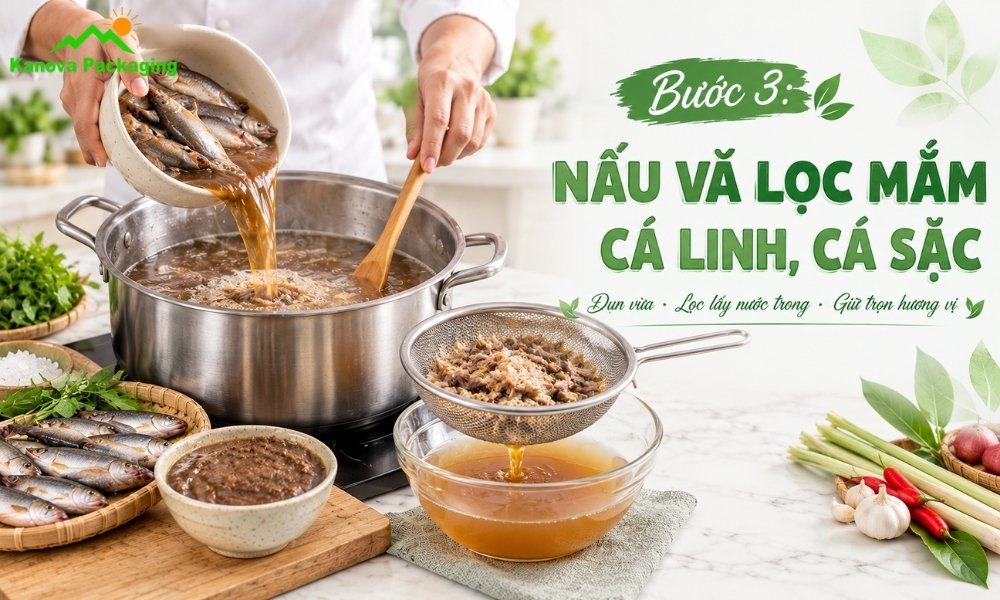 Nấu và lọc mắm cá linh, cá sặc