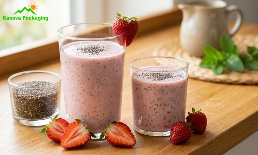 Sữa chua lắc dâu hạt chia