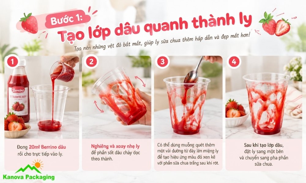 Tạo lớp dâu quanh thành ly