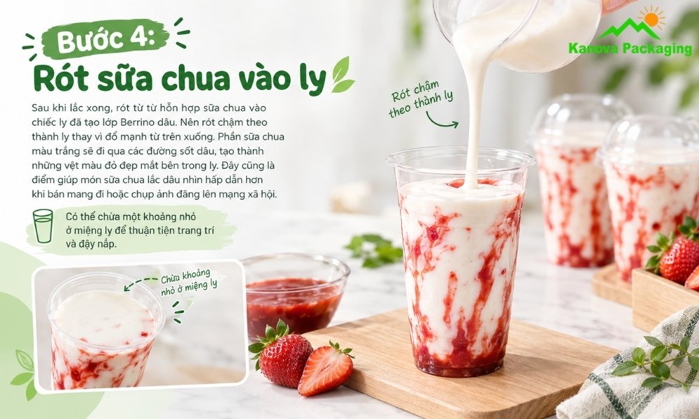 Rót sữa chua vào ly