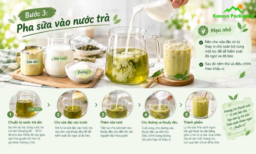 Pha sữa vào nước trà