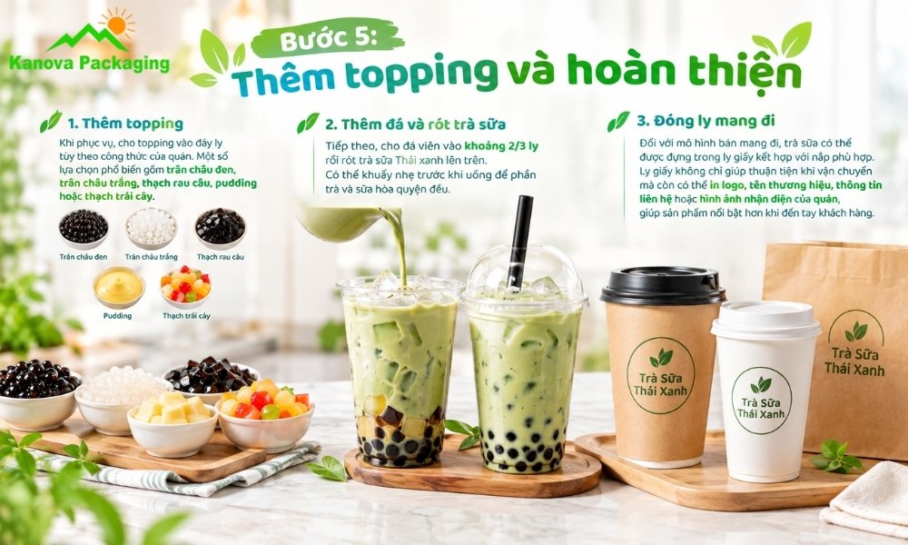 Thêm topping và hoàn thiện
