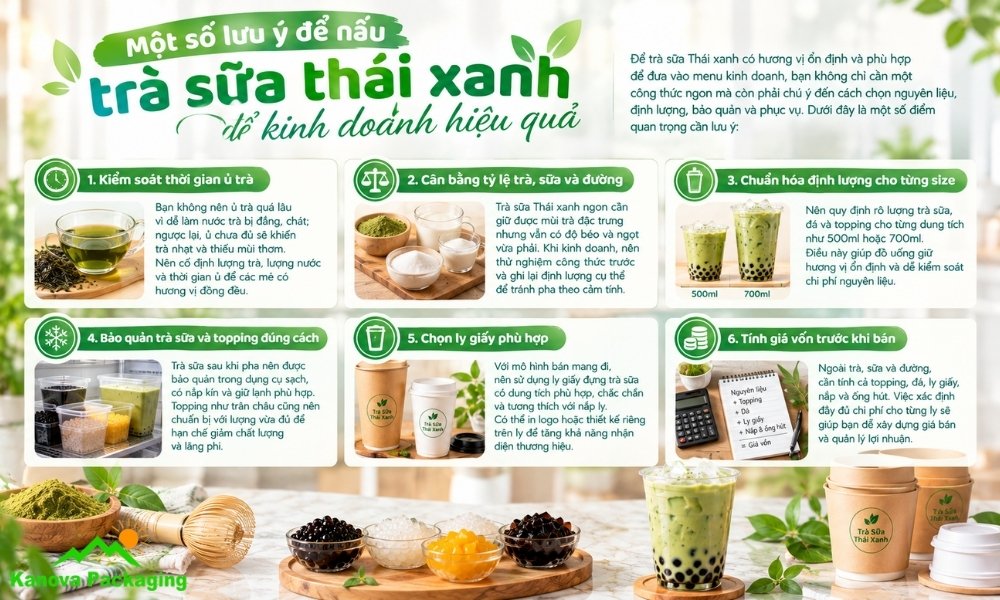 Một số lưu ý để nấu trà sữa thái xanh để kinh doanh hiệu quả